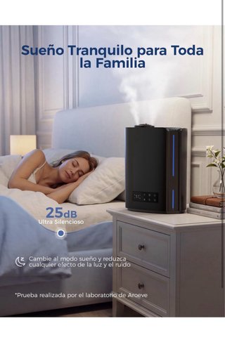Humidificador Aroeve 6L Ultrasónico Negro