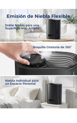 Humidificador Aroeve 6L Ultrasónico Negro