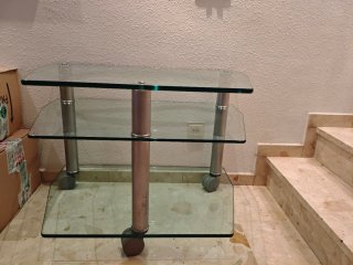 Mueble auxiliar cristal 3 niveles