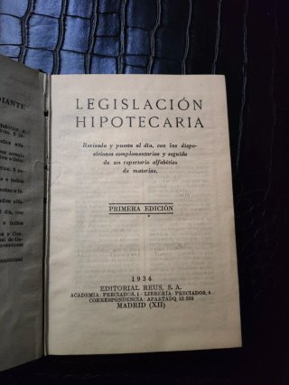 Libro Legislación Hipotecaria (1934) - 1ª Edición
