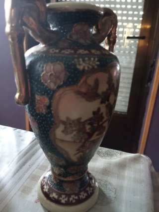 Jarrón Vintage Cerámica Porcelana Dorado