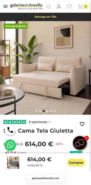 Sofá Cama Beige 160cm