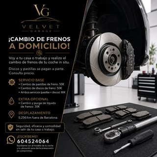 Cambio de frenos (pastillas y discos) a domicilio
