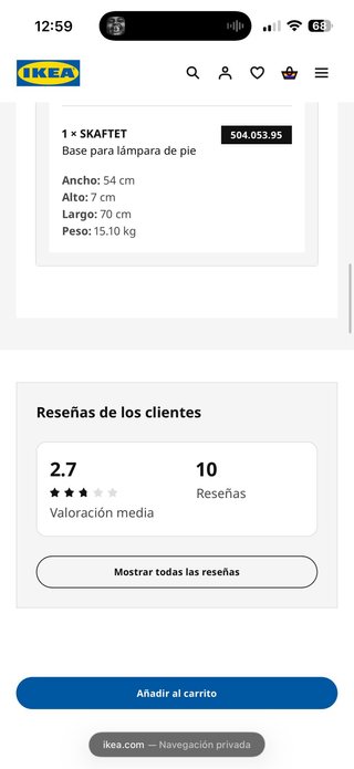 Lámpara de pie curva Ikea Skaftet