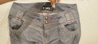 Pantalón vaquero gris bombacho elástico