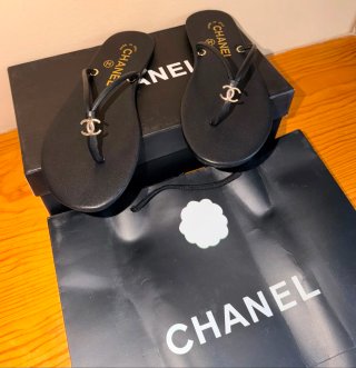 Cc Chanclas Mujer Negro Dorado