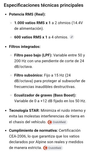 Amplificador Alpine MRP-M1000 1000W Mono