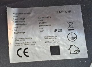 Lámpara Colgante Maytoni Moderna Negra