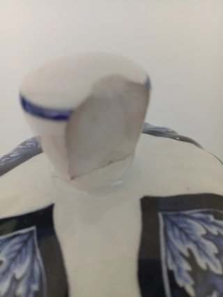 Jarrón de porcelana azul y blanco
