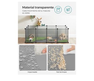 Valla para Mascotas Modular Negra y Gris