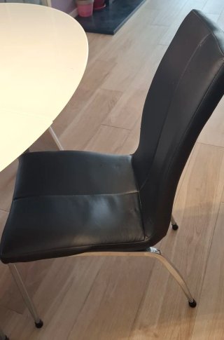 Mesa extensible cristal y 6 sillas
