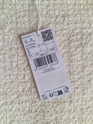 Top Mango Texturizado Blanco manga. Talla S