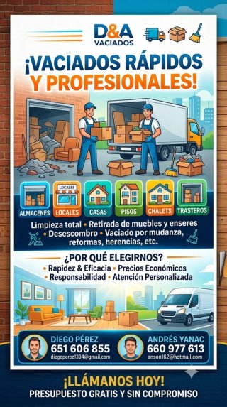 Mudanzas y Vaciado de pisos,almacenes, locales,tra