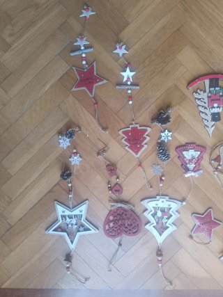 Lote 22 adornos navideños de madera