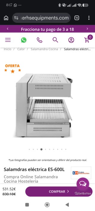 Salamandra Eléctrica Cocina Hostelería horno