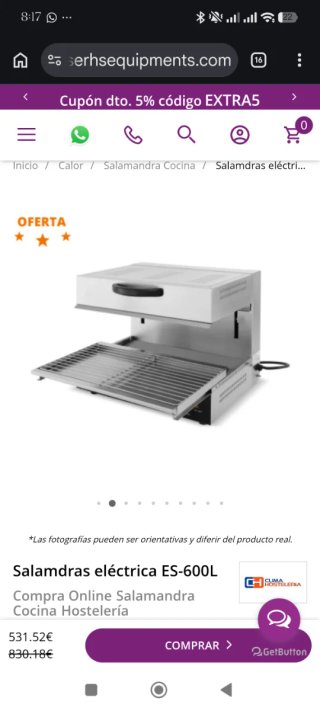 Salamandra Eléctrica Cocina Hostelería horno