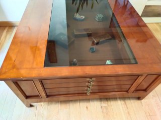 Mesa de centro madera maciza y cristal