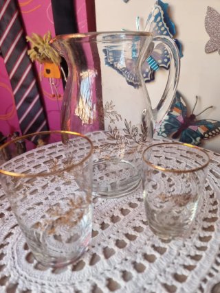 Juego Jarra y 2 Vasos Vintage