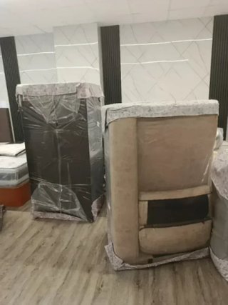 Sofá modular beige y marrón