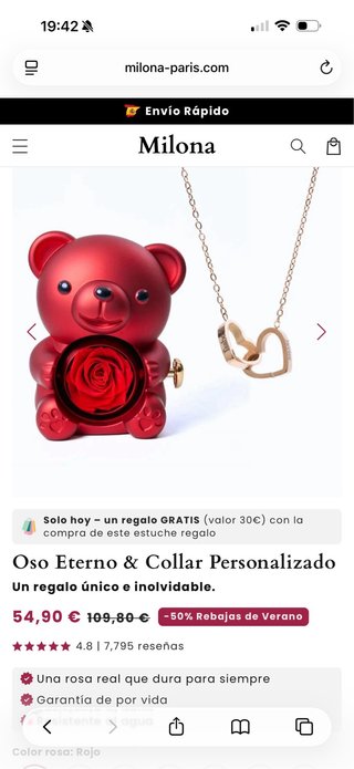 Oso Milona Rojo con Rosa