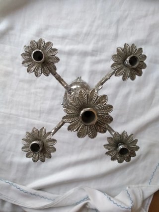 Candelabro Bronce Zinc Plateado