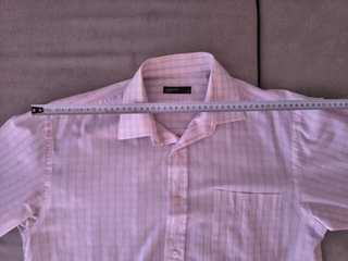 Camisa cuadros rosa manga larga hombre