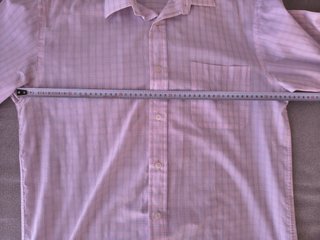 Camisa cuadros rosa manga larga hombre