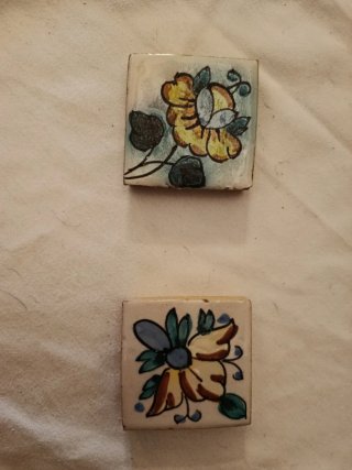 2 Azulejos Antiguos Pintados a Mano