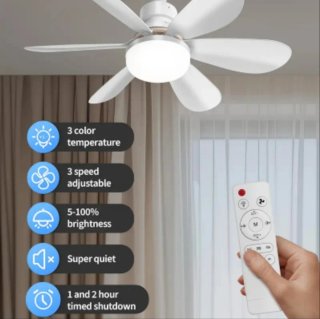Ventilatore da soffitto con luce led 40W 52cm