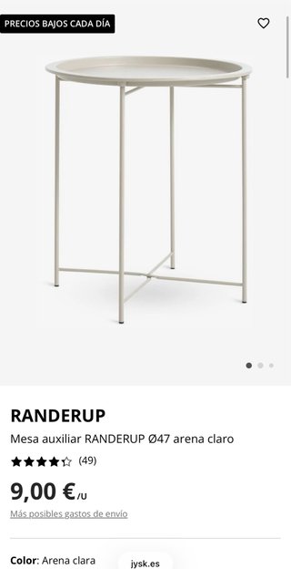 PACK DE 2 MESAS AUXILIARES RANDERUP Ø47 beige