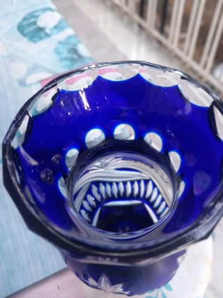 Vaso cristallo Boemia blu
