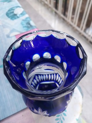 Vaso cristallo Boemia blu