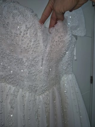 Vestido de Novia Blanco con Perlas