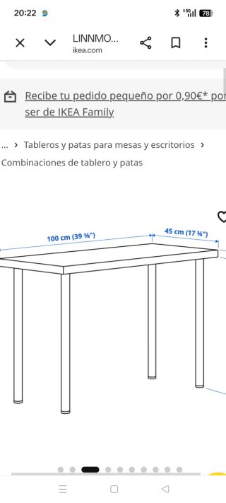 Mesa IKEA LINNMON / ADILS 100x45 cm