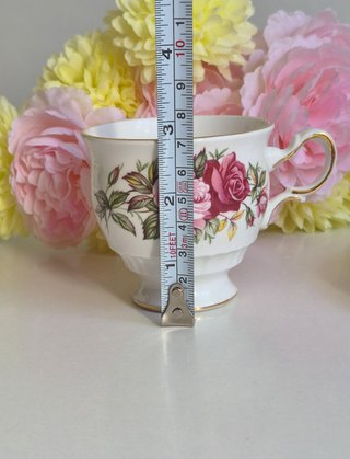 Taza y platillo de porcelana con rosas