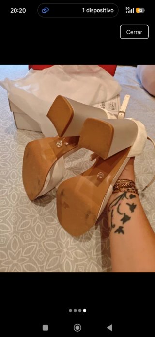 Zapatos fiesta satén/ marfil  tacón y platf tal37