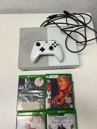 Xbox One Blanca + Mando + Juegos