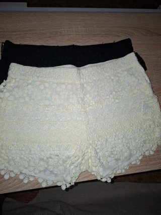 Pantalones cortos encaje blanco y negro