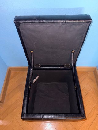 Puf baúl taburete piel negro