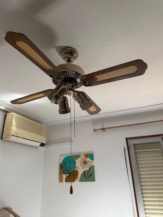 Lámpara Ventilador Vintage Madera Metal
