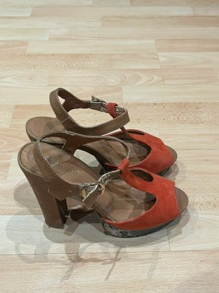 Sandalias de tacón Marypaz - Naranja y Camel