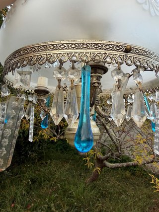 Lámpara colgante vintage cristal y metal