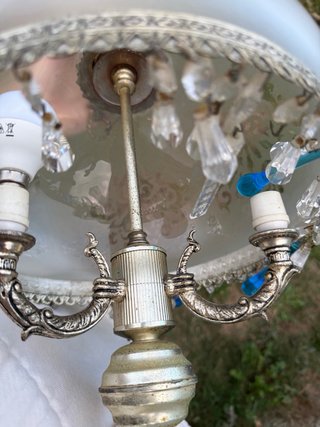 Lámpara colgante vintage cristal y metal
