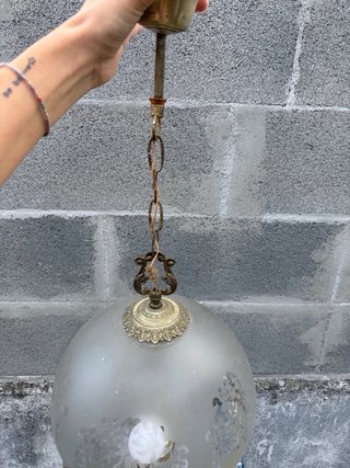 Lámpara colgante vintage cristal y metal