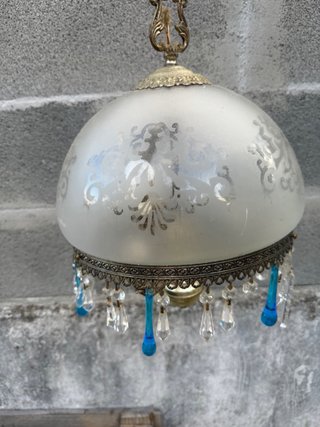 Lámpara colgante vintage cristal y metal