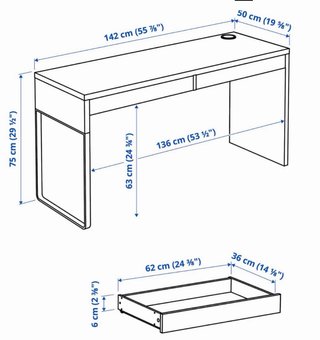 IKEA- Escritorio blanco con 2 cajones.