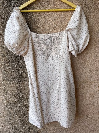 Vestido blanco roto con flores T-46