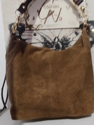 Bolso de hombro en Ante y Piel Marrón