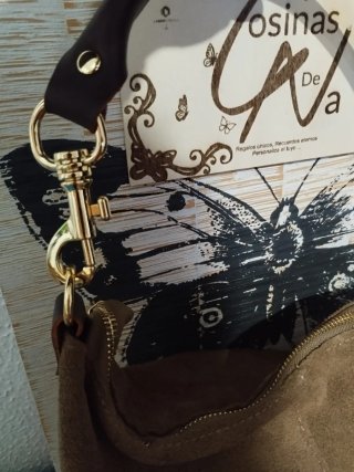 Bolso de hombro en Ante y Piel Marrón