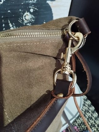 Bolso de hombro en Ante y Piel Marrón